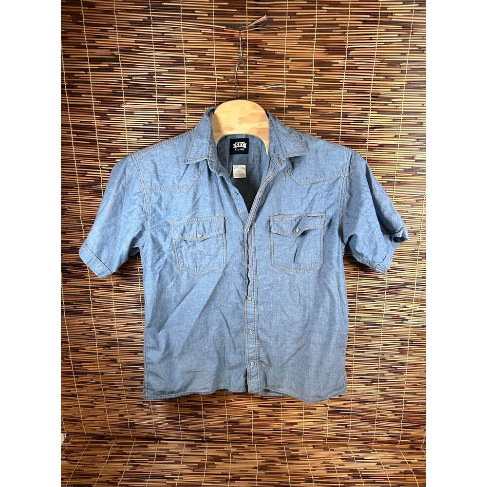 KEY Light Denim Short Sleeve Work Shirt Large R